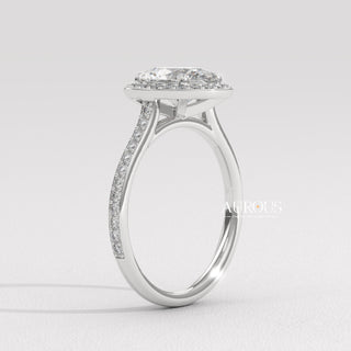 1.50CT Oval Cut Diamond Halo Pave Setting Moissanite Engagement Ring