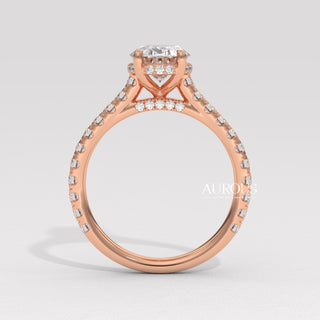 1.50CT Oval Diamond Hidden Halo Pave Setting Moissanite Engagement Ring