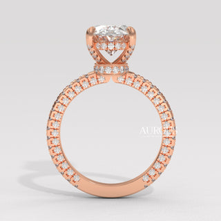 1.50CT Oval Diamond Three Side Pave Setting Moissanite Engagement Ring