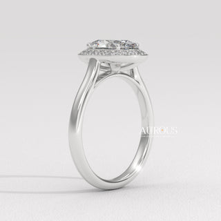 1.50CT Oval Cut Halo Setting Moissanite Engagement Ring