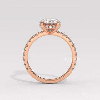 2.0CT Oval Diamond Pave Setting Hidden Halo Moissanite Engagement Ring