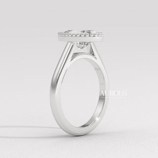 2.0CT Oval Diamond Vintage Style Bezel Setting Moissanite Engagement Ring
