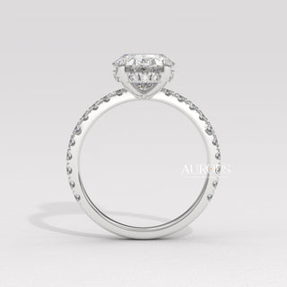 2.0CT Oval Diamond Pave Setting Hidden Halo Moissanite Engagement Ring