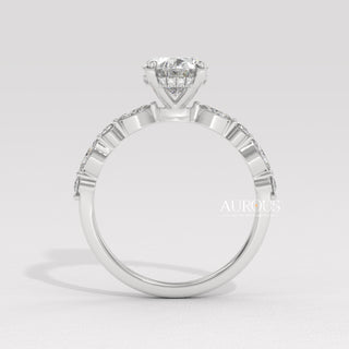 2.0CT Oval Diamond Pave Setting Moissanite Engagement Ring