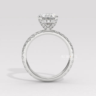 1.50CT Oval Diamond Pave Setting Moissanite Engagement Ring
