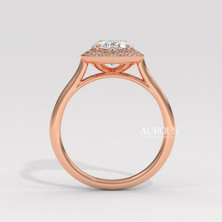 2.0CT Oval Cut Halo Pave Setting Moissanite Engagement Ring