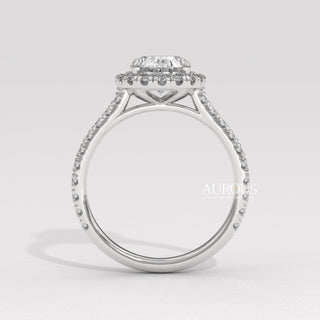 1.50CT Oval Cut Halo Pave Setting Moissanite Engagement Ring