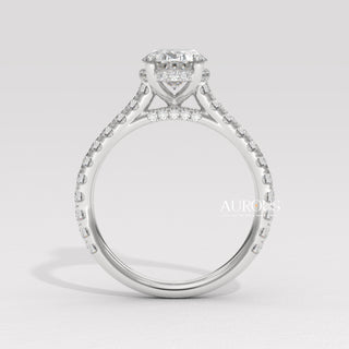 1.50CT Oval Diamond Hidden Halo Pave Setting Moissanite Engagement Ring