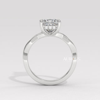 1.50CT Princess Diamond Hidden Halo Twisted Moissanite Engagement Ring