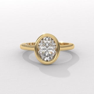 1.50CT Oval Diamond Bezel Setting Solitaire Moissanite Engagement Ring