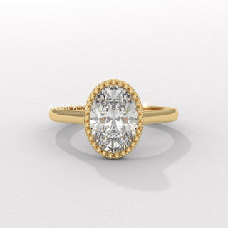 2.0CT Oval Diamond Vintage Style Bezel Setting Moissanite Engagement Ring