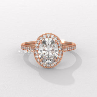 1.50CT Oval Cut Diamond Halo Pave Setting Moissanite Engagement Ring