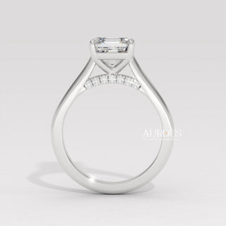 1.0CT Asscher Cut Hidden Diamond Moissanite Engagement Ring