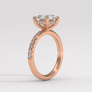 1.0CT Princess Cut Pave Setting Moissanite Engagement Ring