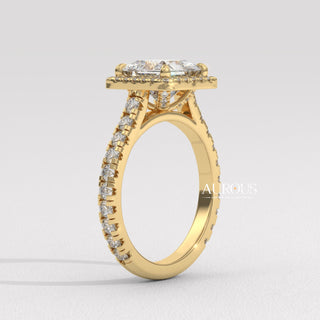 1.0CT Princess Cut Diamond Halo Setting Moissanite Engagement Ring