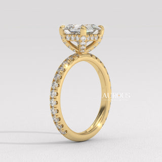 1.50CT Princess Diamond Hidden Halo Pave Setting Engagement Ring