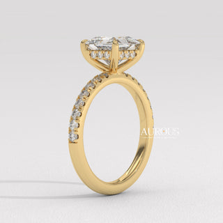 1.0CT Princess Cut Pave Setting Moissanite Engagement Ring