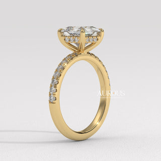 1.0CT Princess Cut Pave Setting Moissanite Engagement Ring