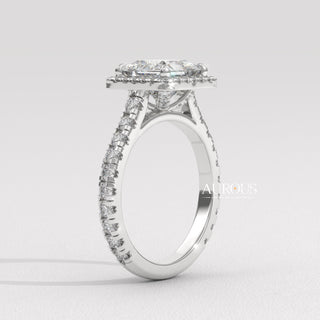 1.0CT Princess Cut Diamond Halo Setting Moissanite Engagement Ring