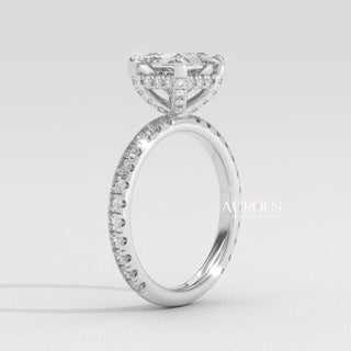 1.50CT Princess Diamond Hidden Halo Pave Setting Engagement Ring