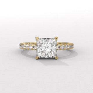 1.0CT Princess Cut Pave Setting Moissanite Engagement Ring
