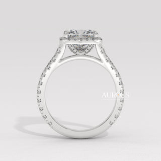 1.0CT Princess Cut Diamond Halo Setting Moissanite Engagement Ring