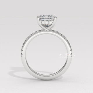 1.0CT Princess Cut Pave Setting Moissanite Engagement Ring