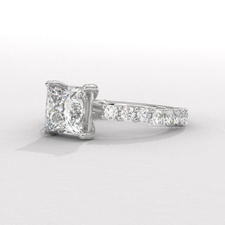 1.50CT Princess Diamond Pave Setting Moissanite Engagement Ring