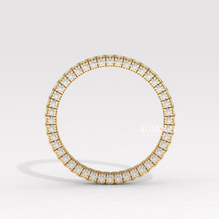 Round Diamond Three Side Pave Setting Moissanite Engagement Ring