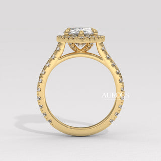 1.50CT Pear Cut Halo Diamond Moissanite Engagement Ring
