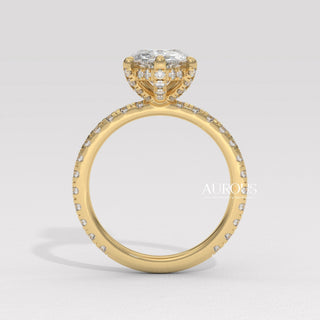 2.0CT Pear Diamond Hidden Halo Pave Setting Moissanite Engagement Ring