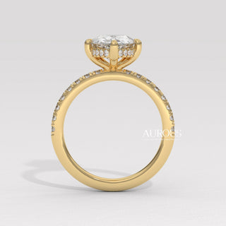 1.50CT Pear Cut Hidden Halo Diamond Moissanite Engagement Ring
