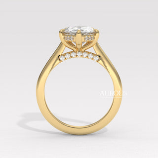 1.50CT Pear Diamond Hidden Halo Setting Moissanite Engagement Ring