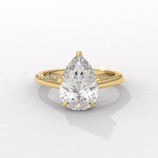 1.50CT Pear Diamond Hidden Halo Setting Moissanite Engagement Ring