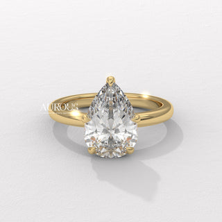 2.0CT Pear Cut Diamond Hidden Halo Setting Moissanite Engagement Ring