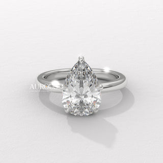 1.50CT Pear Diamond Hidden Halo Moissanite Engagement Ring