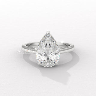 1.50CT Pear Diamond Hidden Halo Setting Moissanite Engagement Ring