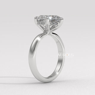 2.0CT Pear Cut Diamond Hidden Halo Setting Moissanite Engagement Ring