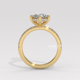 1.50CT Pear Cut Hidden Halo Diamond Moissanite Engagement Ring