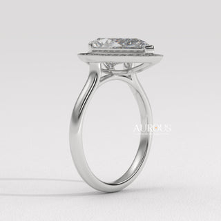 1.50CT Pear Cut Halo Diamond Moissanite Engagement Ring