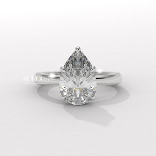 2.0CT Pear Cut Diamond Hidden Halo Setting Moissanite Engagement Ring