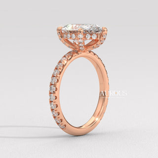2.0CT Pear Diamond Hidden Halo Pave Setting Moissanite Engagement Ring