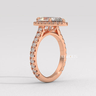 1.50CT Pear Cut Halo Diamond Moissanite Engagement Ring