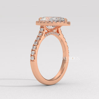 2.0CT Pear Cut Diamond Halo Pave Setting Moissanite Engagement Ring
