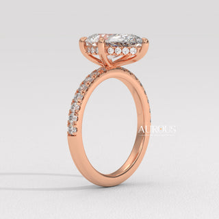 1.50CT Pear Cut Hidden Halo Diamond Moissanite Engagement Ring