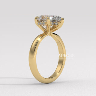 2.0CT Pear Cut Diamond Hidden Halo Setting Moissanite Engagement Ring