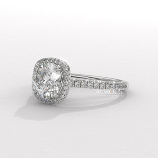 1.50CT Round Cut Halo Pave Setting Moissanite Engagement Ring