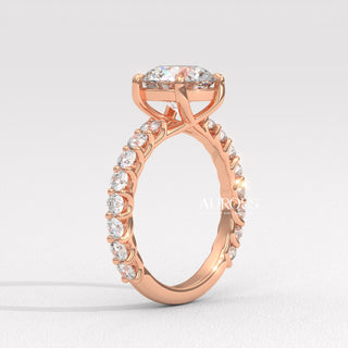 2.0CT Round Diamond Wide Pave Setting Moissanite Engagement Ring