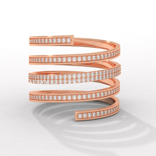 Round Cut Diamond Spiral Unique Moissanite Wedding Ring