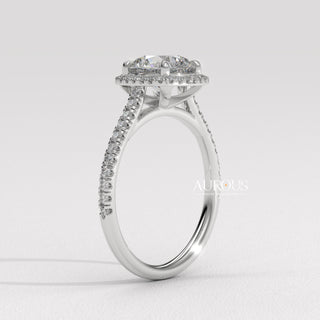 1.50CT Round Cut Halo Pave Setting Moissanite Engagement Ring